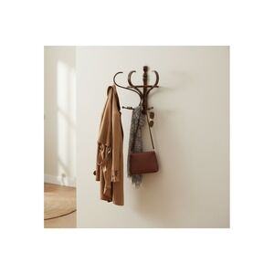 Vintage Bentwood Wall Coat Rack Dark Wood Thonet Style MCM Hat Hook 70s